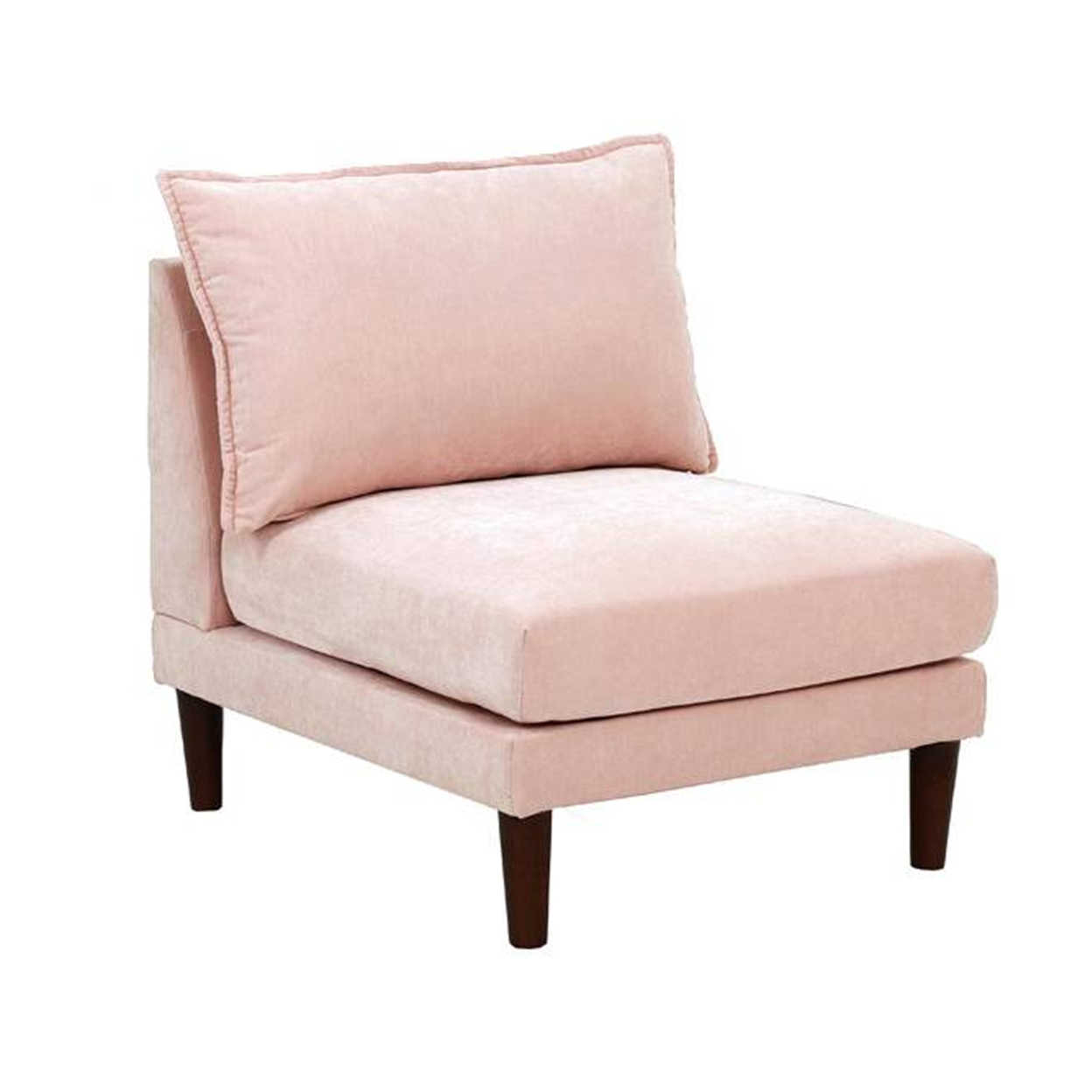 Rio 33 Inch Modular Armless Sofa Chair, Lumbar Cushion, Blush Pink- Saltoro Sherpi