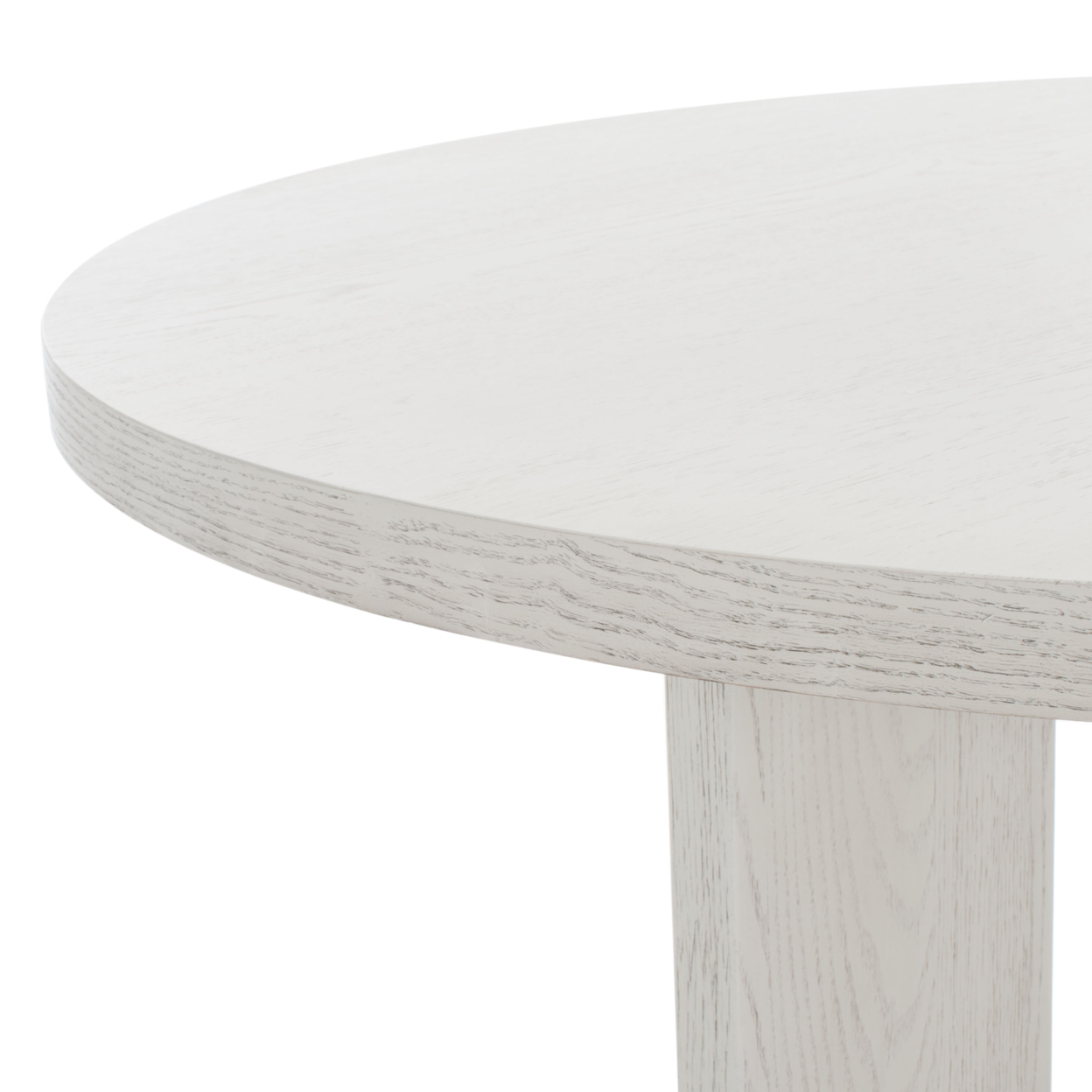 SAFAVIEH COUTURE Calamaria Round Wood Dn Table White Washed