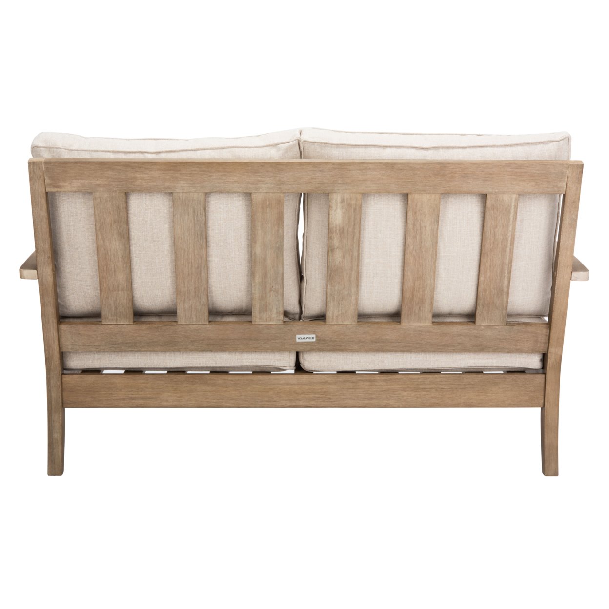 SAFAVIEH OUTDOOR COUTURE Martinique Wood Patio Loveseat Natural