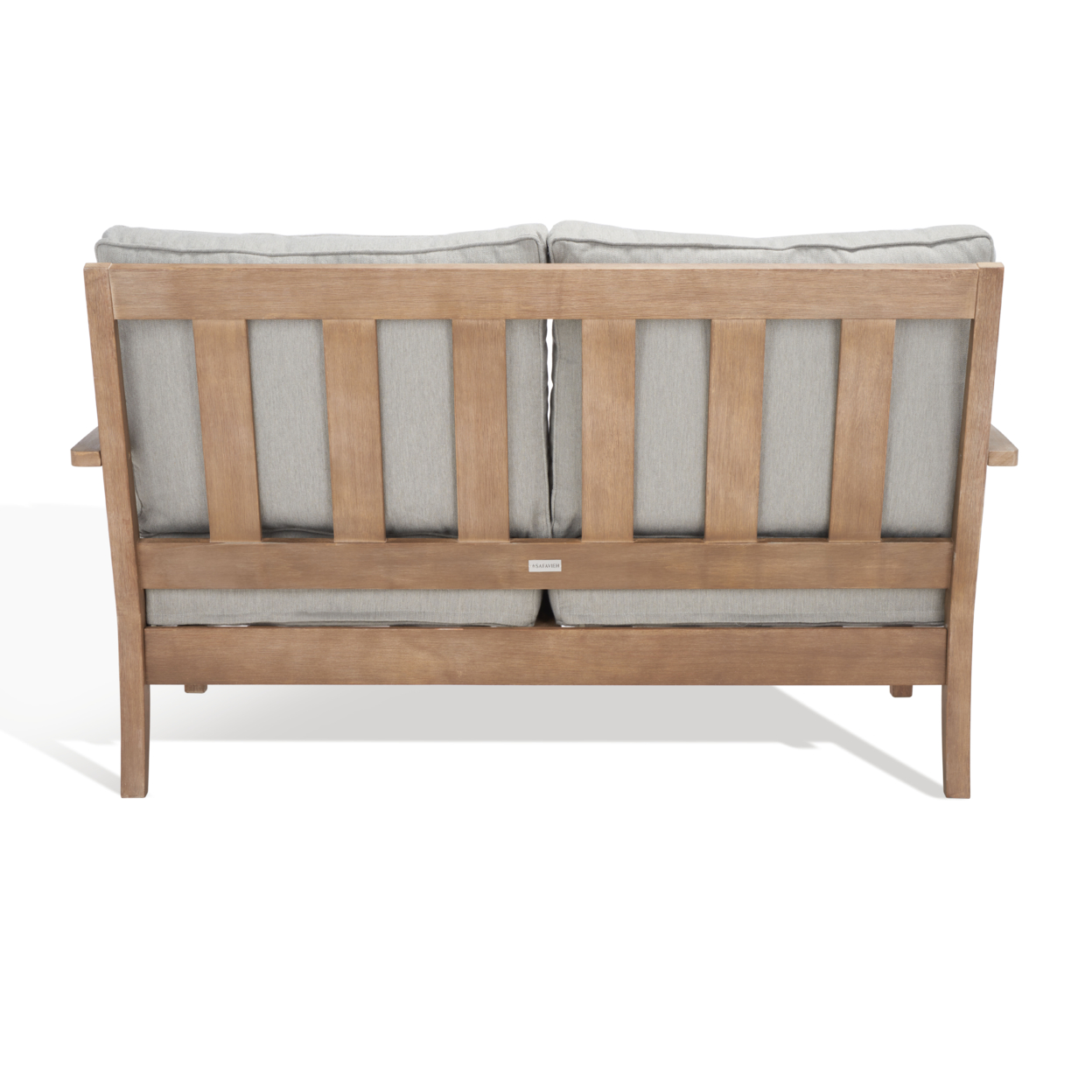 SAFAVIEH OUTDOOR COUTURE Martinique Wood Patio Loveseat Natural / Grey