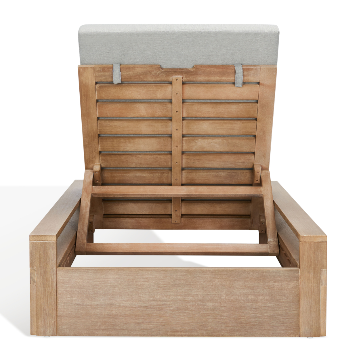 SAFAVIEH OUTDOOR COUTURE Lanai Wood Chaise Lounge Chair Dark Brown / Beige