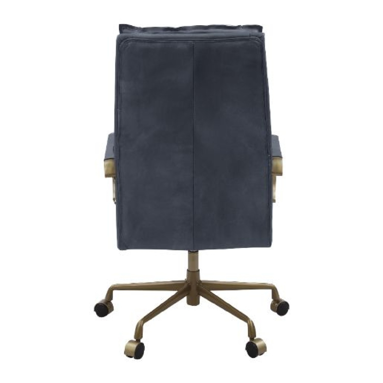 Office Chair With Leatherette Seat And Tufted Details, Gray- Saltoro Sherpi