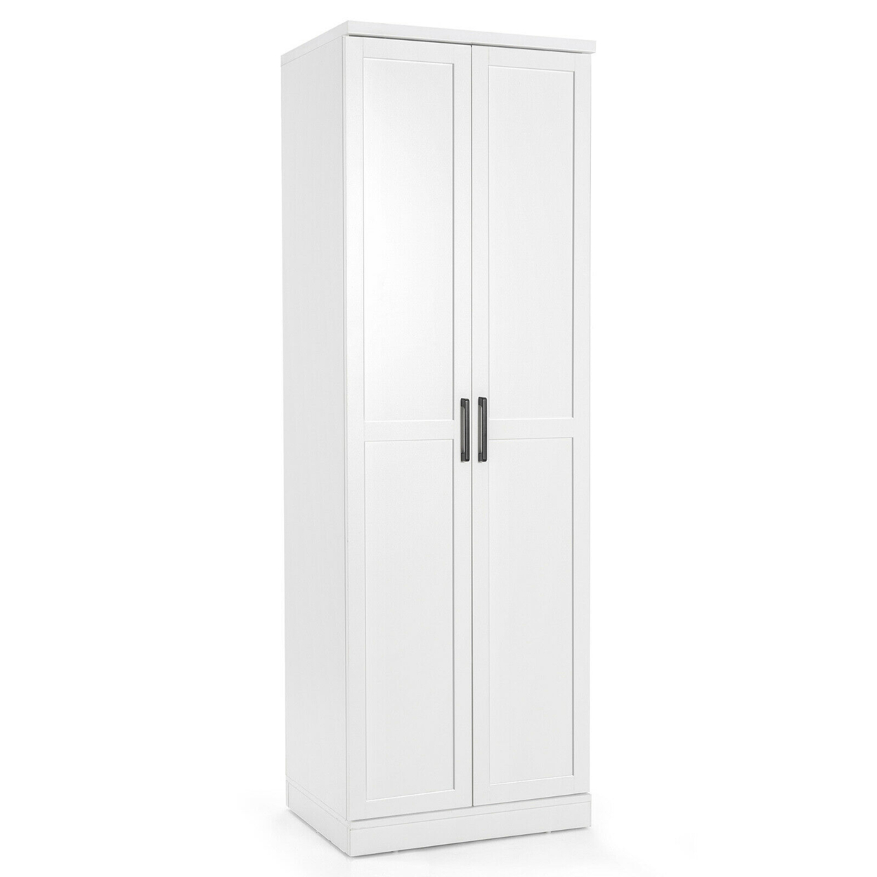 70'' Storage Cabinet Freestanding Pantry Cabinet W/2 Doors & 5 Shelves White
