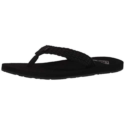 Roxy Women's Porto Sandal Flip Flop Medium BLACK - BLACK, 6