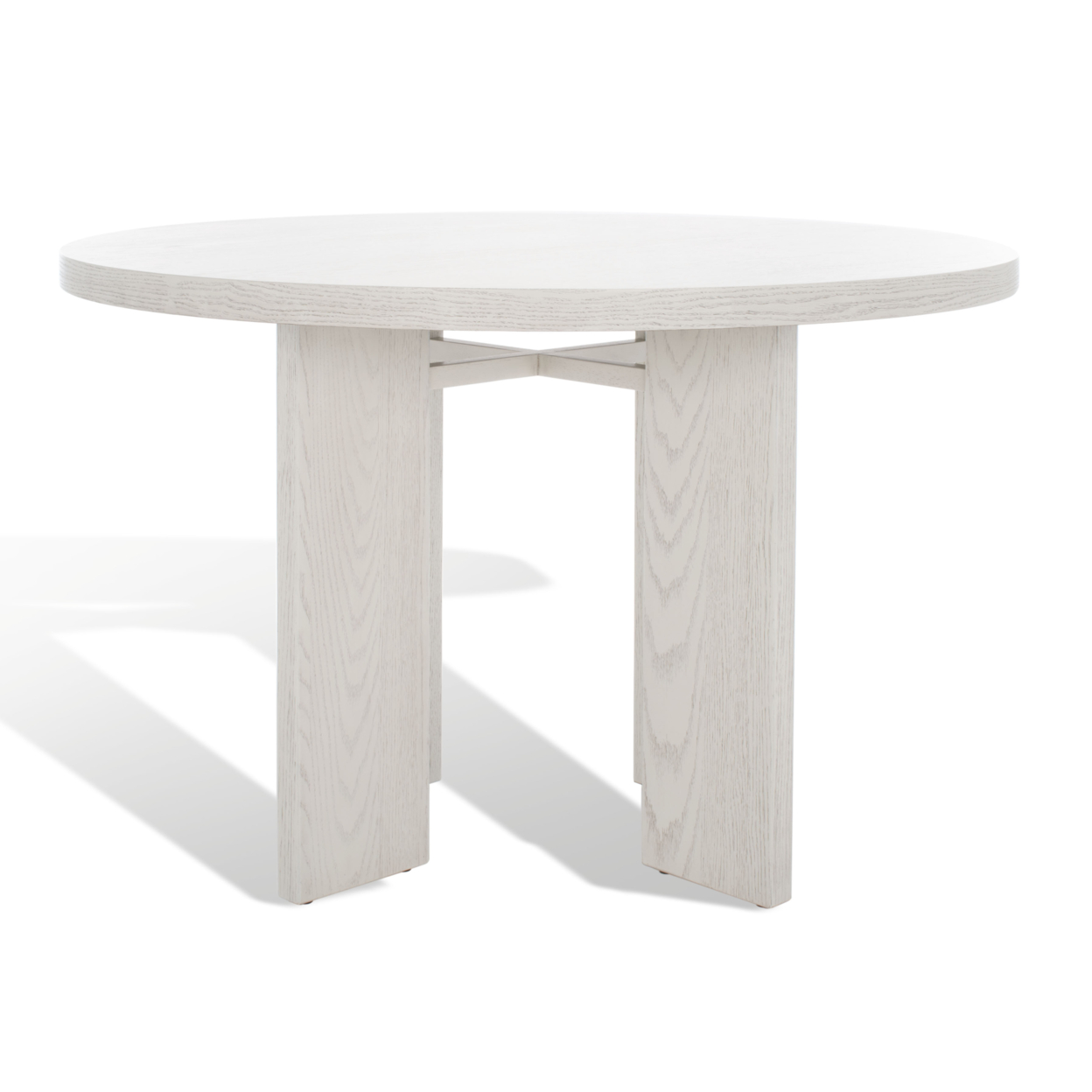 SAFAVIEH COUTURE Calamaria Round Wood Dn Table White Washed
