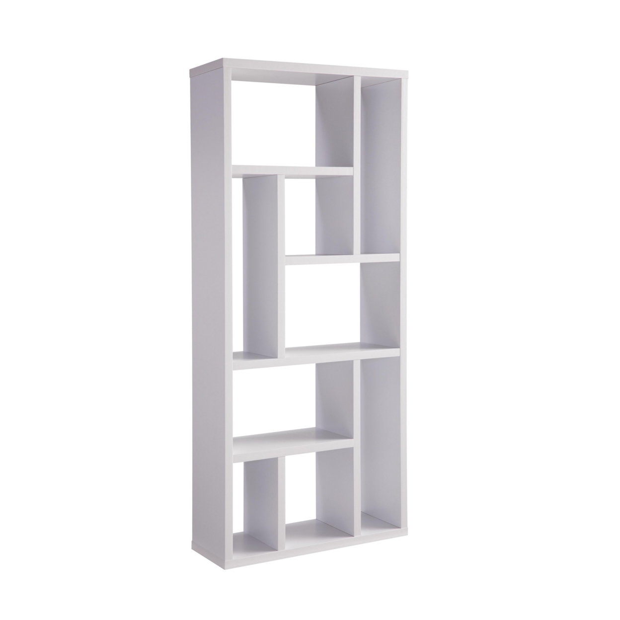 Asa 71 Inch Modern Display Bookshelf, 9 Multi Level Shelves, White Finish- Saltoro Sherpi
