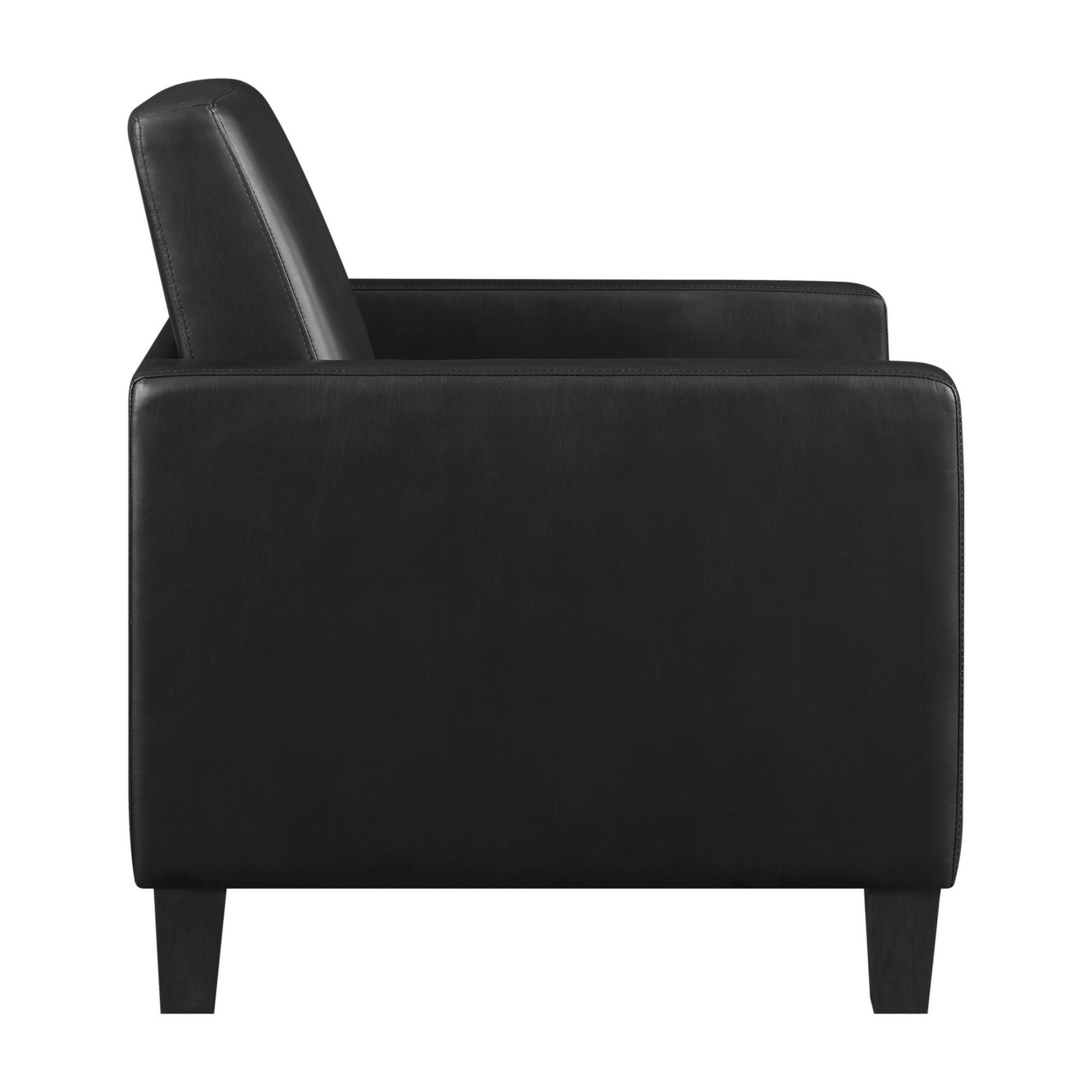 34 Inch Modern Accent Chair, Angled Back, Modern Style, Black Faux Leather- Saltoro Sherpi