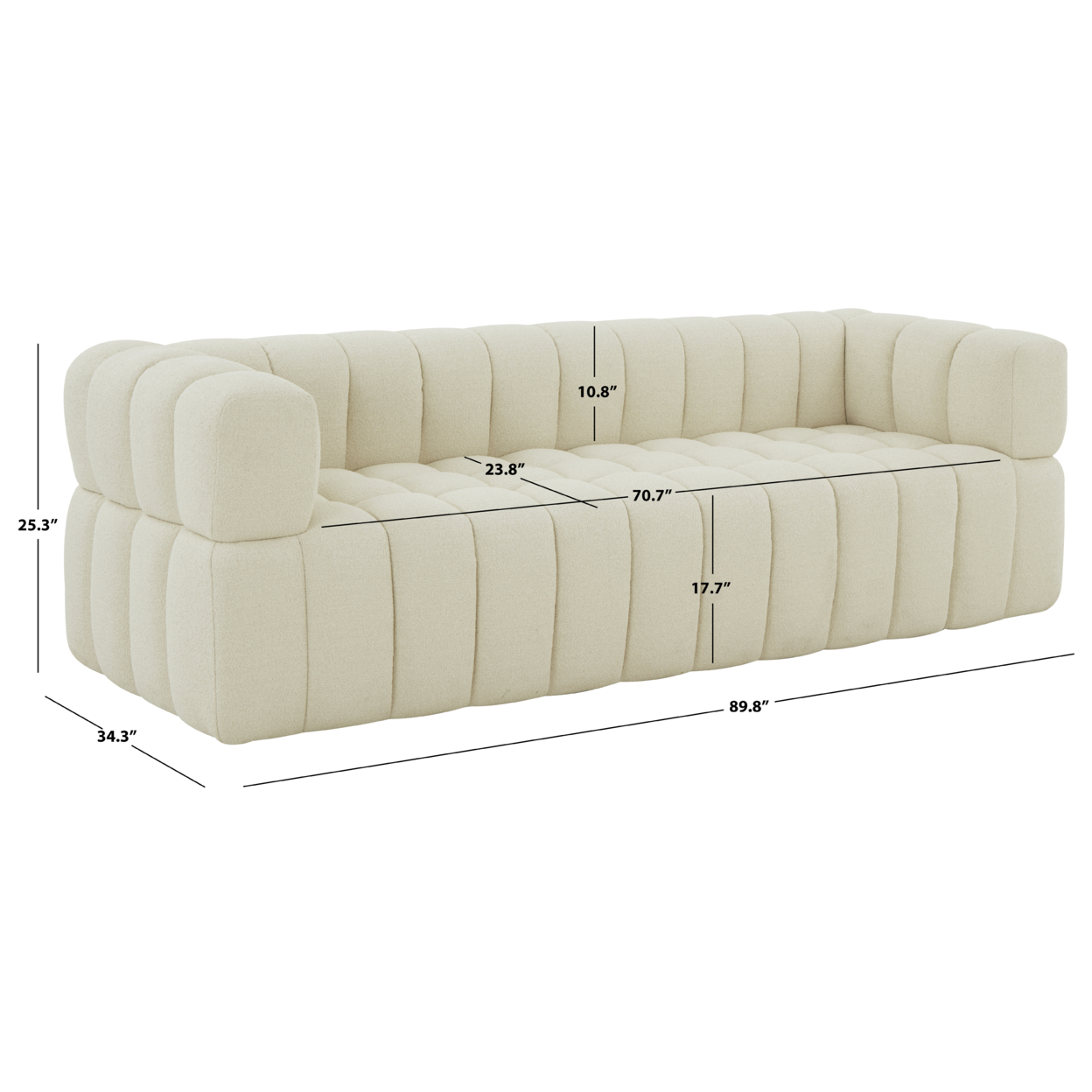 SAFAVIEH COUTURE Calyna Channel Tufted Sofa Creme