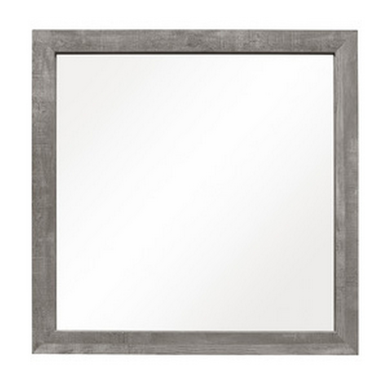 Adia 40 Inch Modern Accent Mirror, Sleek Textured Frame, Rustic Gray Veneer- Saltoro Sherpi