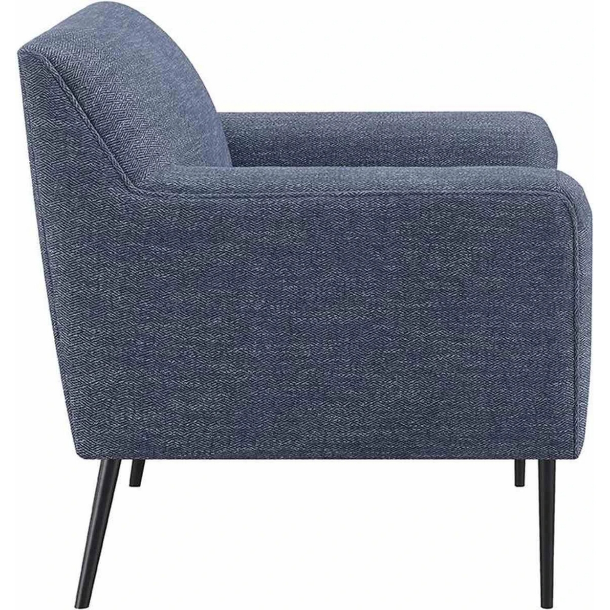 Tobin 33 Inch Accent Chair, Padded Seat, Waterfall Edge, Pleated Arms, Navy