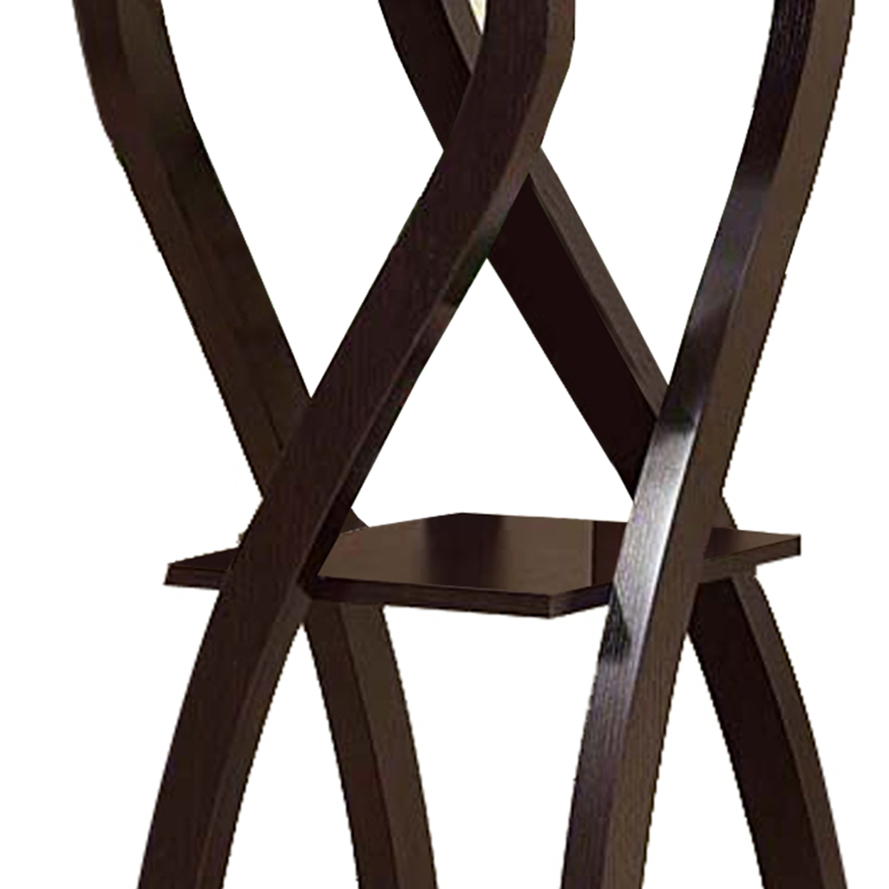 Square Top Wooden Plant Stand With Curved Legs And Shelves, Large, Dark Brown- Saltoro Sherpi