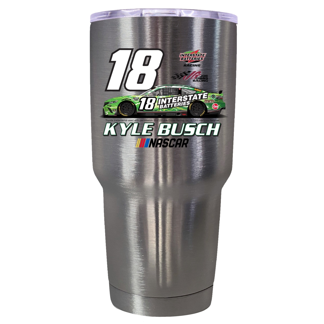 #18 Kyle Busch Officially Licensed 24oz Stainless Steel Tumbler Car Design - Stainless