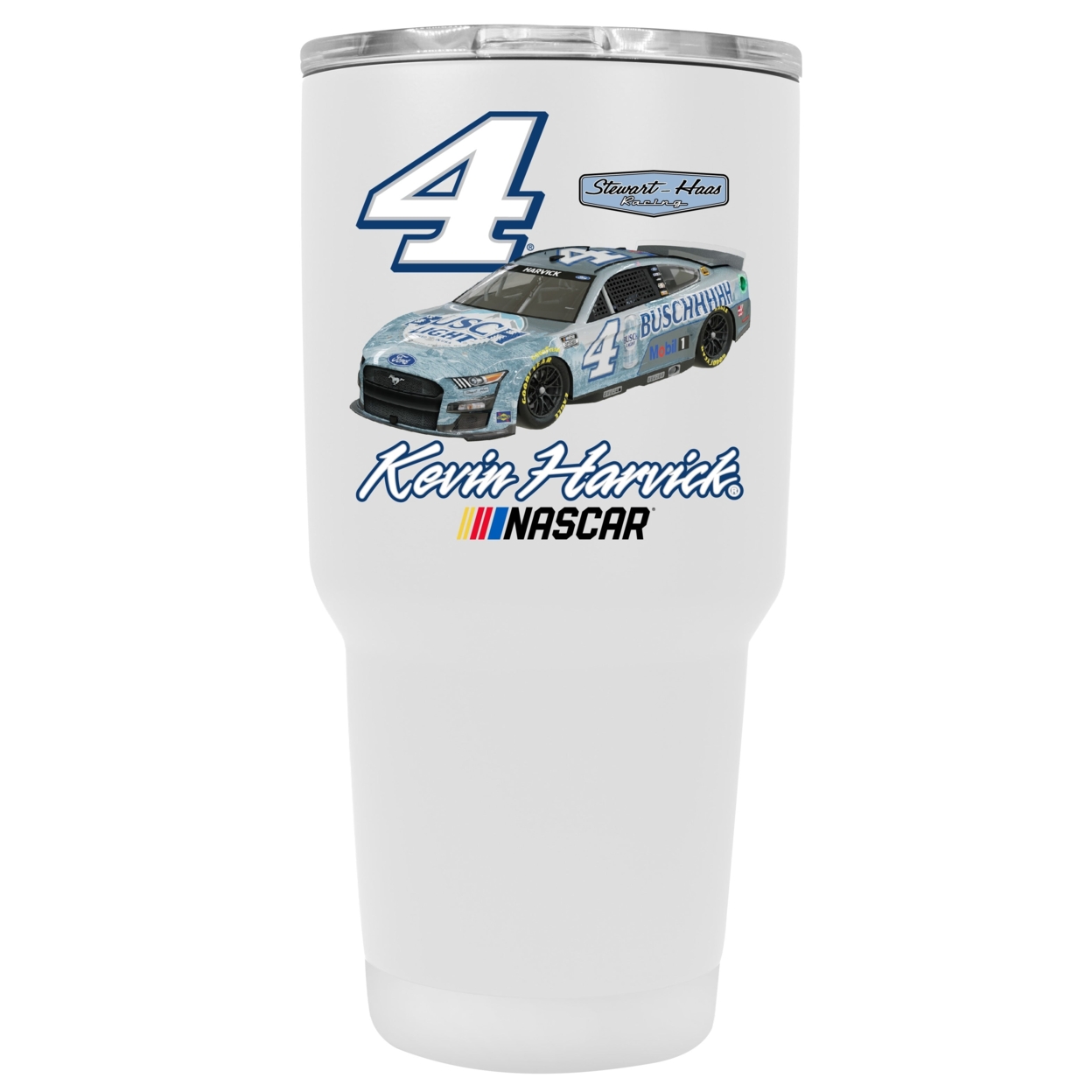 #4 Kevin Harvick Officially Licensed 24oz Stainless Steel Tumbler Car Design - White