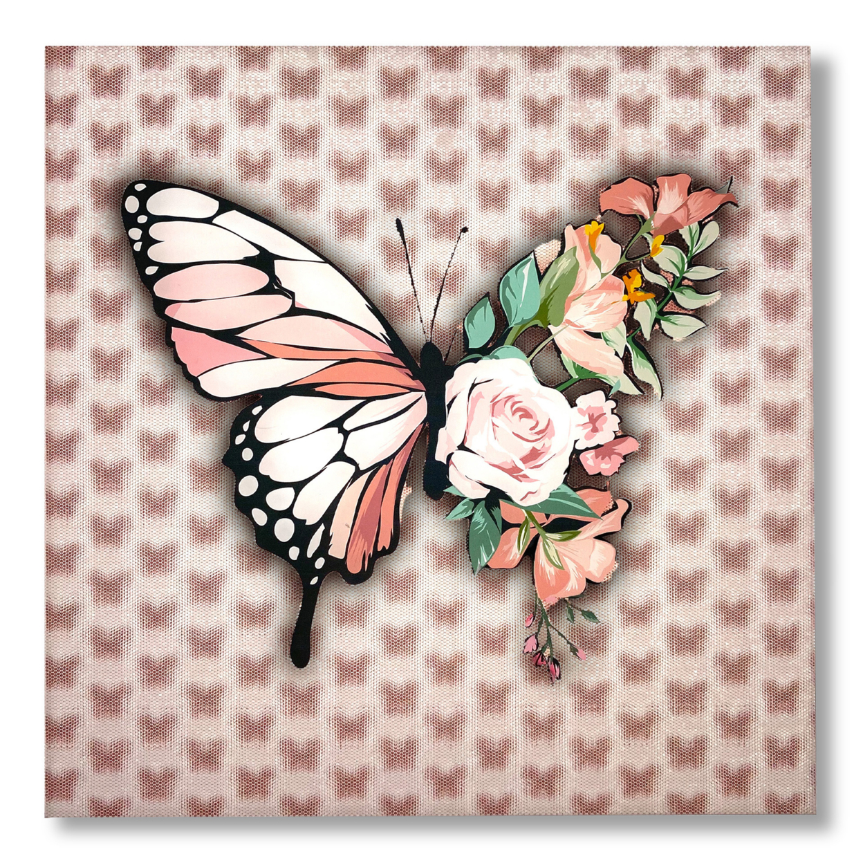 Multi-Dimensional 5D Flower Butterfly Wall Art Print On Strong Polycarbonate Panel W Vibrant Colors -Lenticular Artwork By Matashi (12x12In)