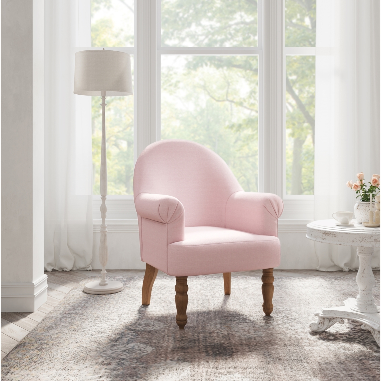 Syed Accent Chair-Upholstered-Flared Arms-Curved Back - Pink