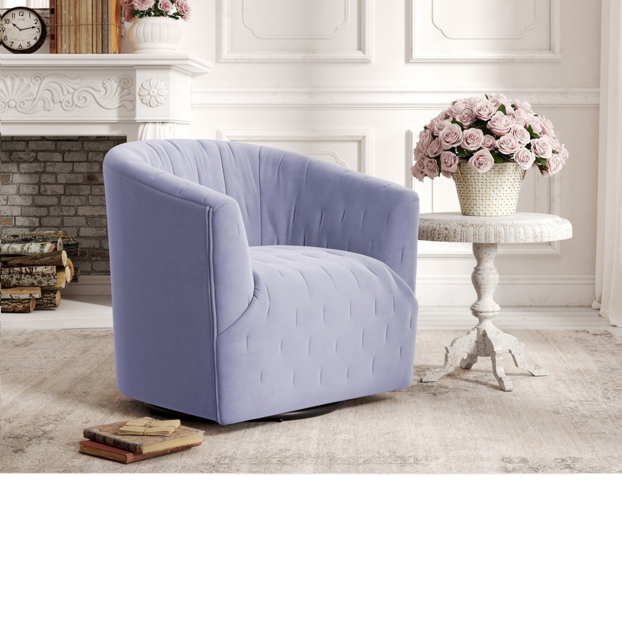 Kaitlin Accent Chair-Upholstered-Tufted-Barrel - Lilac