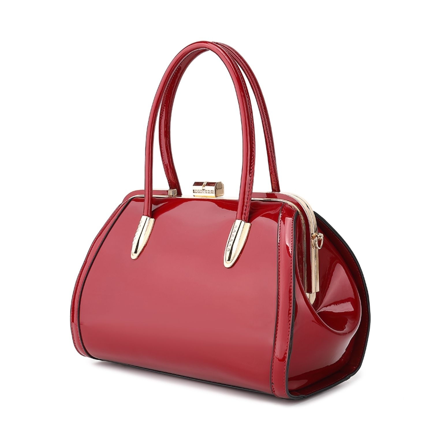 MKF Collection Marlene Patent Satchel Handbag By Mia K. - Wine