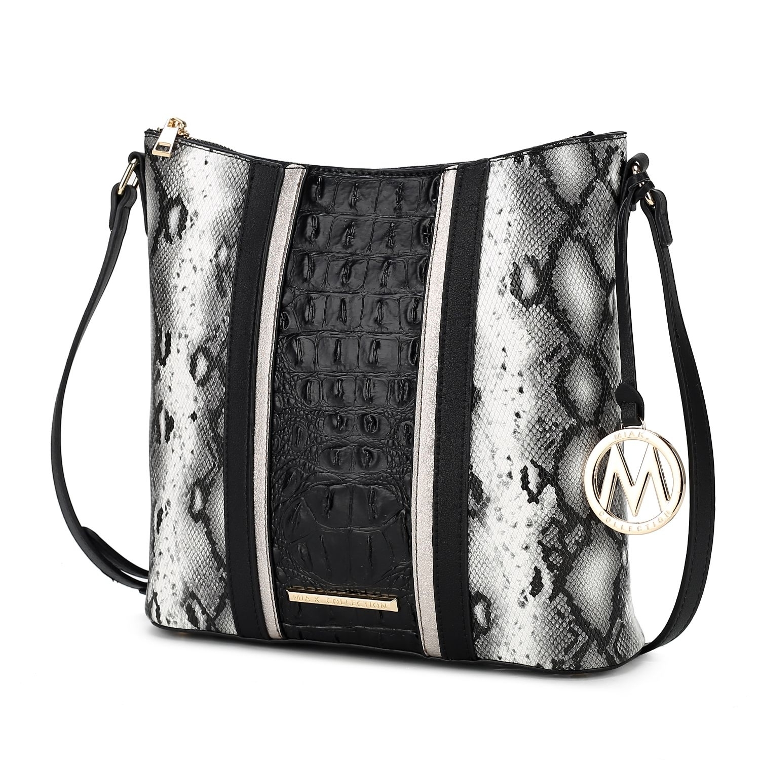 MKF Collection Meline Faux Crocodile And Snake Embossed Vegan Leather Women's Shoulder Bag By Mia K - Charcoal