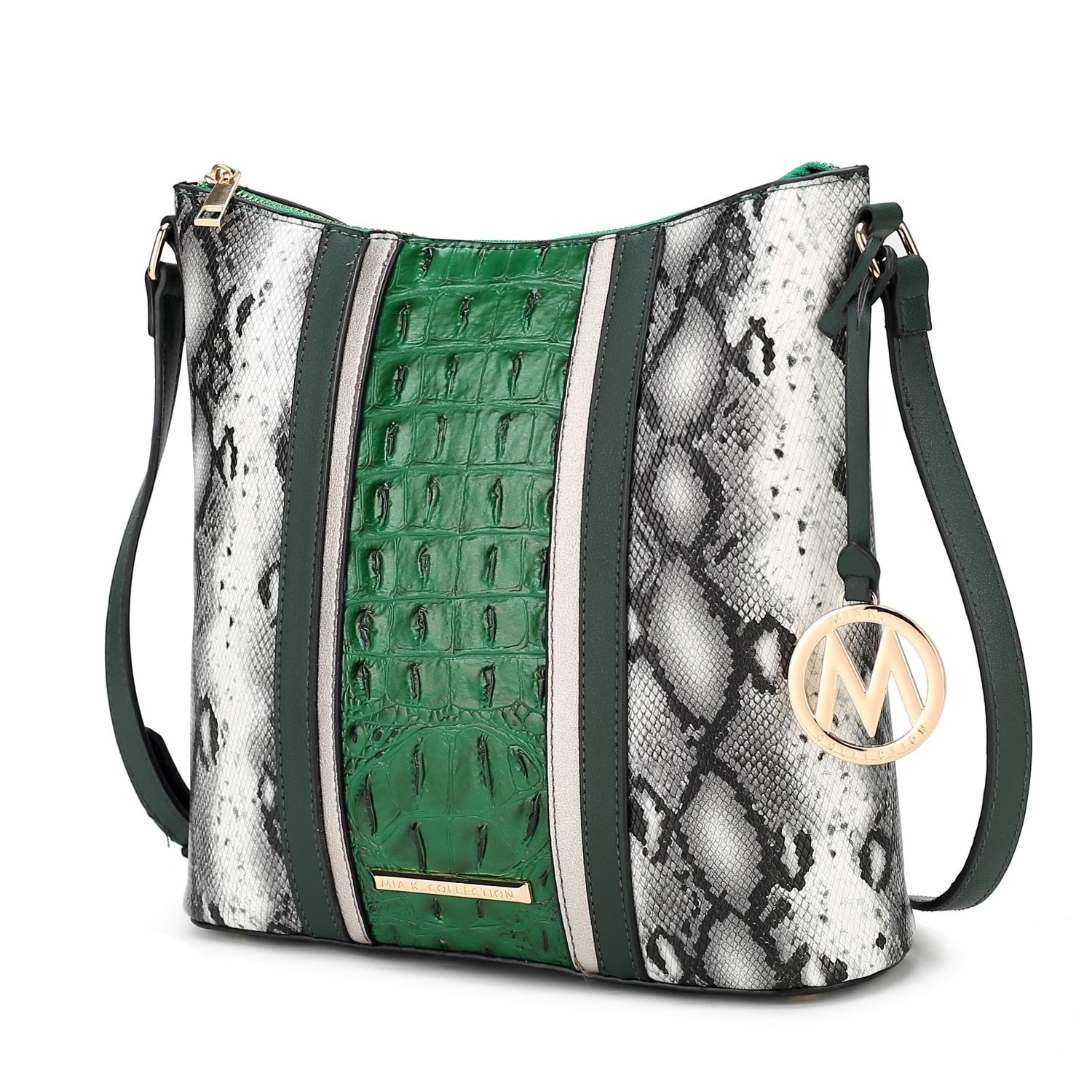 MKF Collection Meline Faux Crocodile And Snake Embossed Vegan Leather Women's Shoulder Bag By Mia K - Green