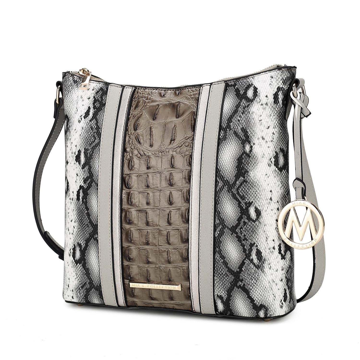 MKF Collection Meline Faux Crocodile And Snake Embossed Vegan Leather Women's Shoulder Bag By Mia K - Taupe