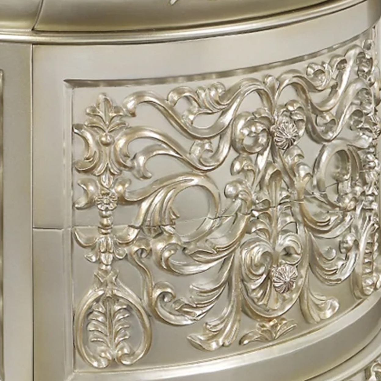 Isa 32 Inch Classic Nightstand, 2 Drawers, Ornate Carvings, Wood, Gold- Saltoro Sherpi