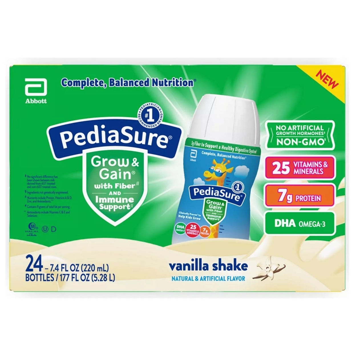 PediaSure Nutritional Grow & Gain Shake, Vanilla, 7.4 Fluid Ounce (Pack Of 24)