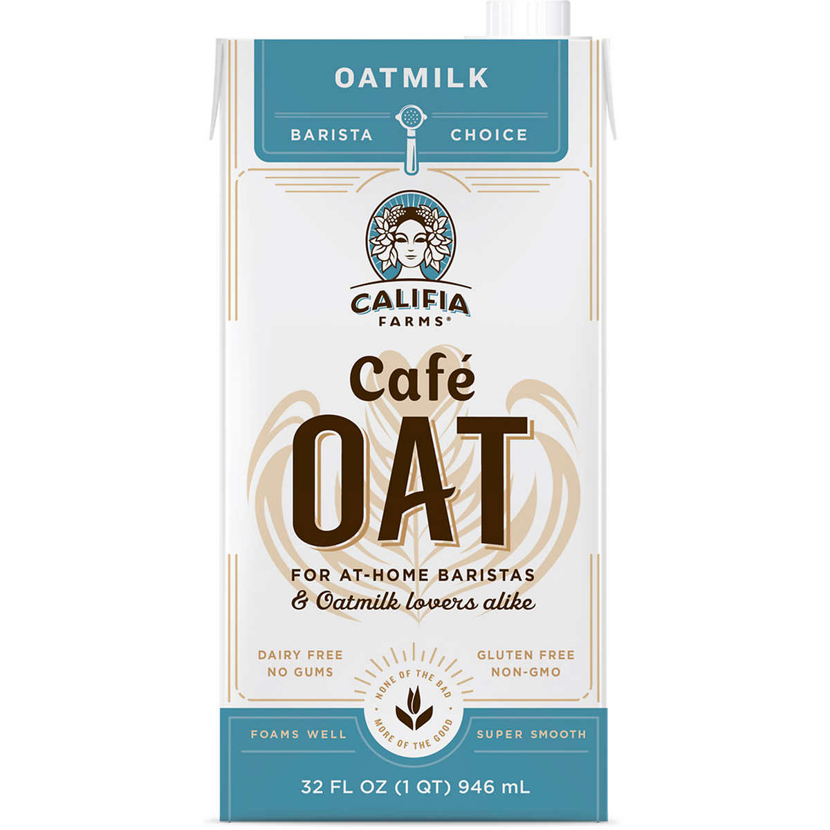 Califia Farms Cafe Oat Barista Choice Oatmilk, Dairy Free, 32 Fl Oz (6 Count)
