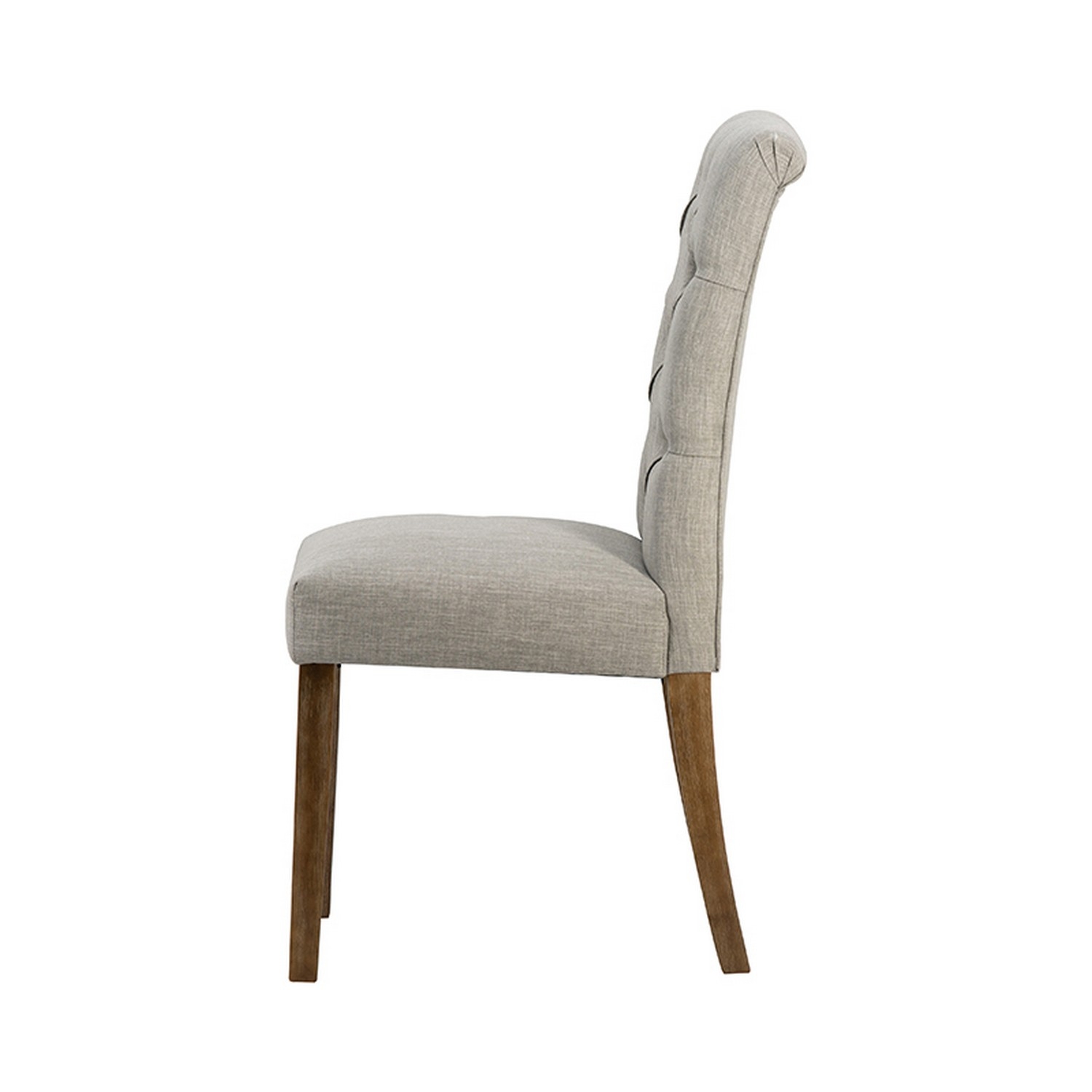 Joel 23 Inch Dining Side Chair, Fabric Button Tufted, Set Of 2, Light Gray- Saltoro Sherpi