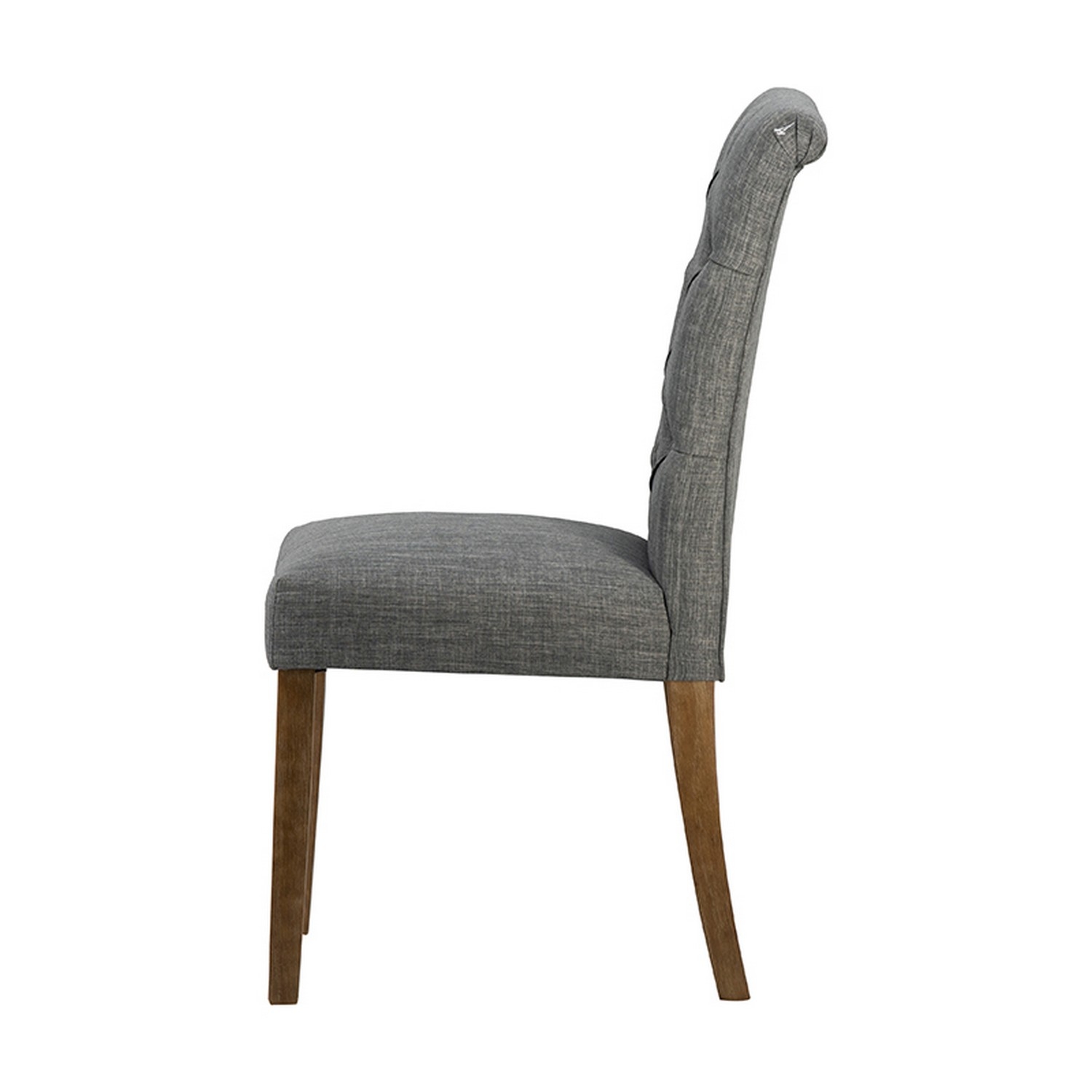 Joel 23 Inch Dining Side Chair, Fabric Button Tufted, Set Of 2, Dark Gray- Saltoro Sherpi