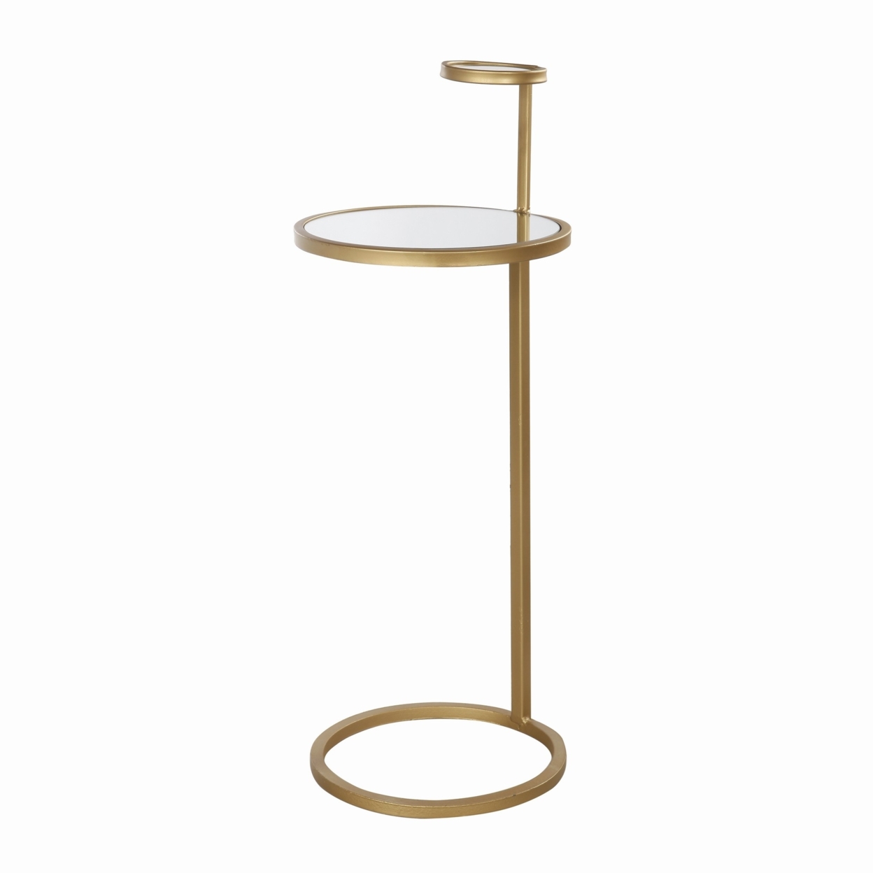28 Inch Modern Round Chair Side Accent Table, Iron Frame, Glass Tops, Gold- Saltoro Sherpi