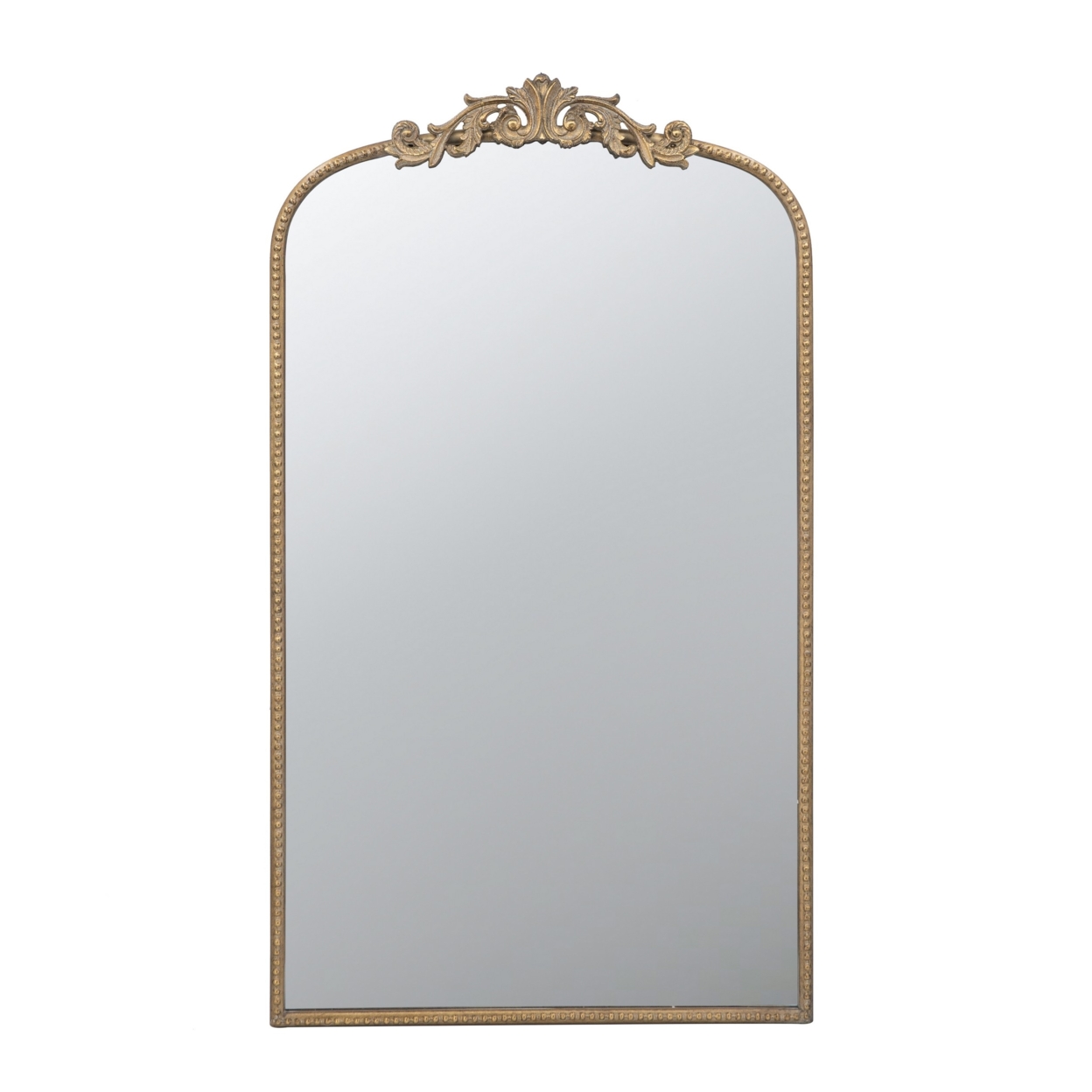 Kea 42 Inch Large Wall Mirror, Gold Curved Metal Frame, Baroque Design- Saltoro Sherpi