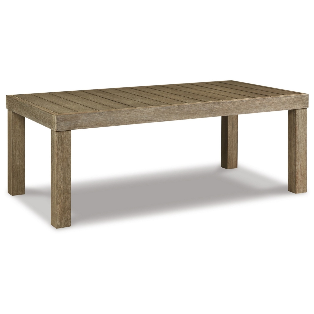 48 Inch Cocktail Coffee Table, Natural Brown Wood, Slatted Style Surface- Saltoro Sherpi