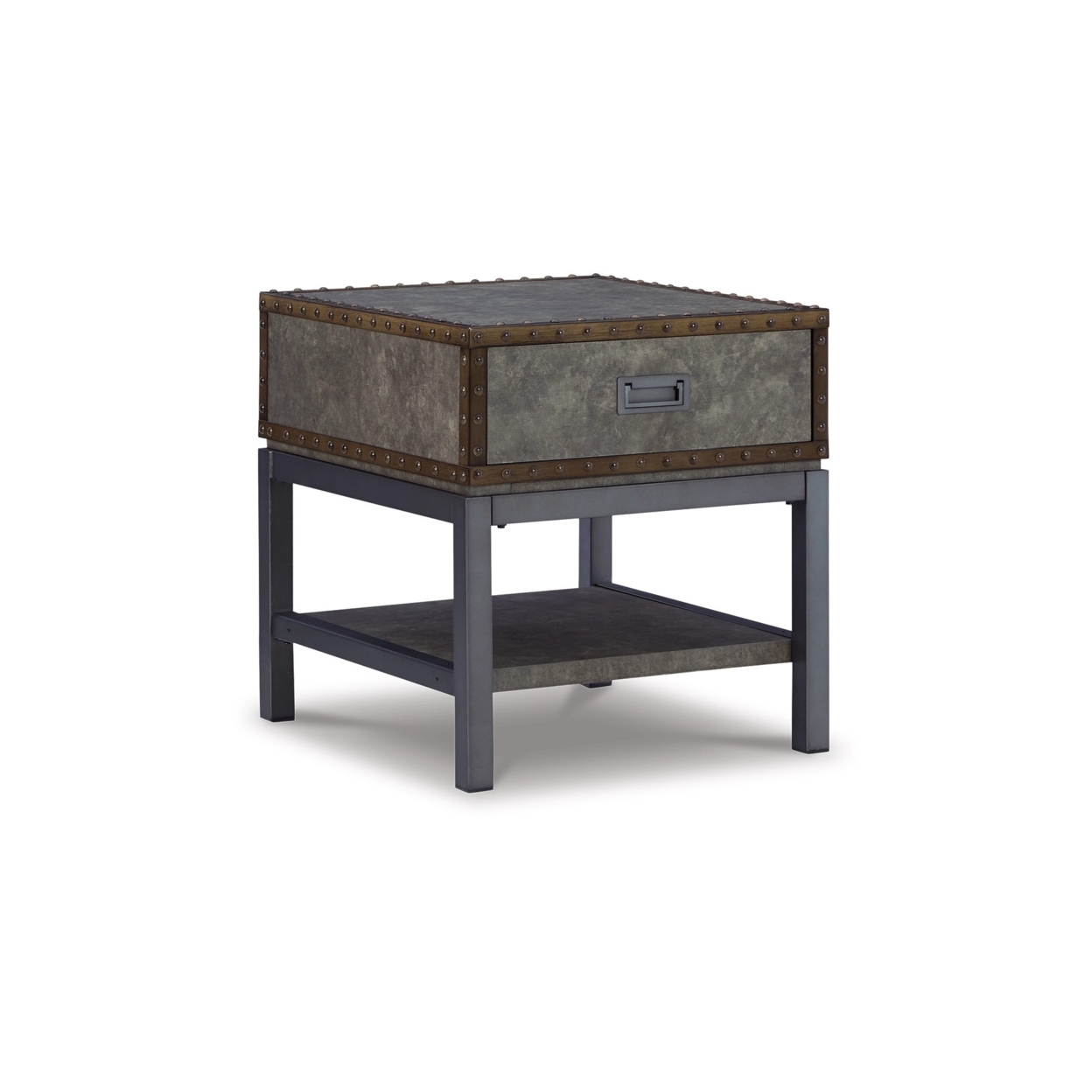 Grit 24 Inch Side End Table, 1 Smooth Drawer, Distressed Brown Finish - Saltoro Sherpi