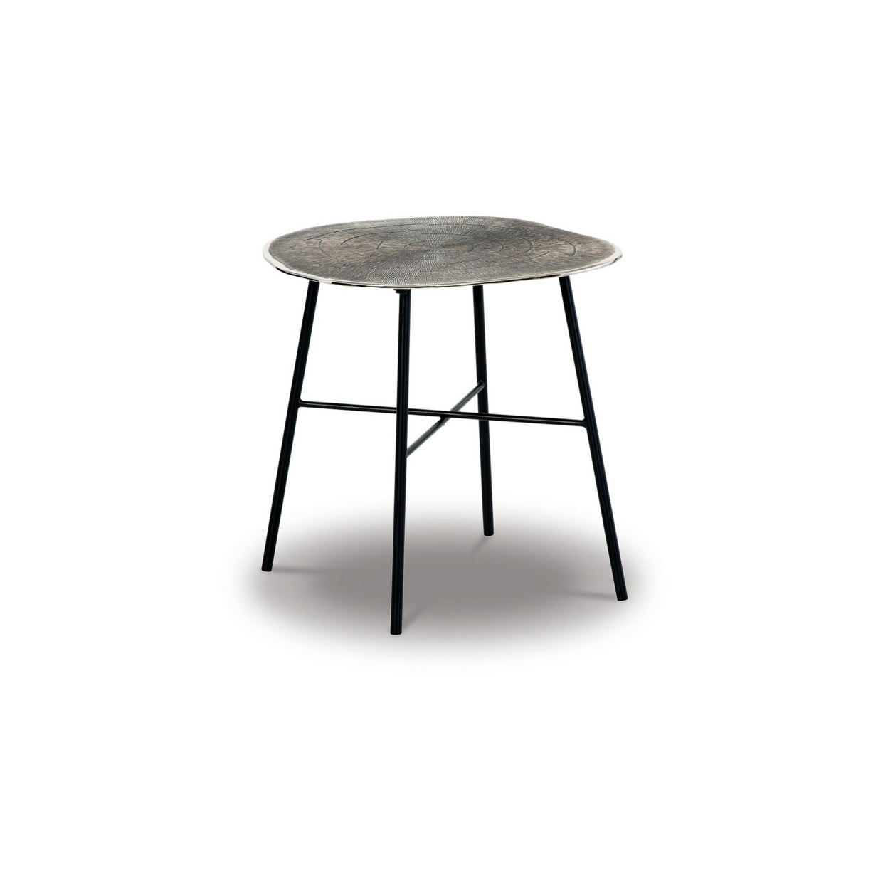 24 Inch Side End Table, Unique Gray Cast Aluminum Surface, Sturdy Iron Legs- Saltoro Sherpi