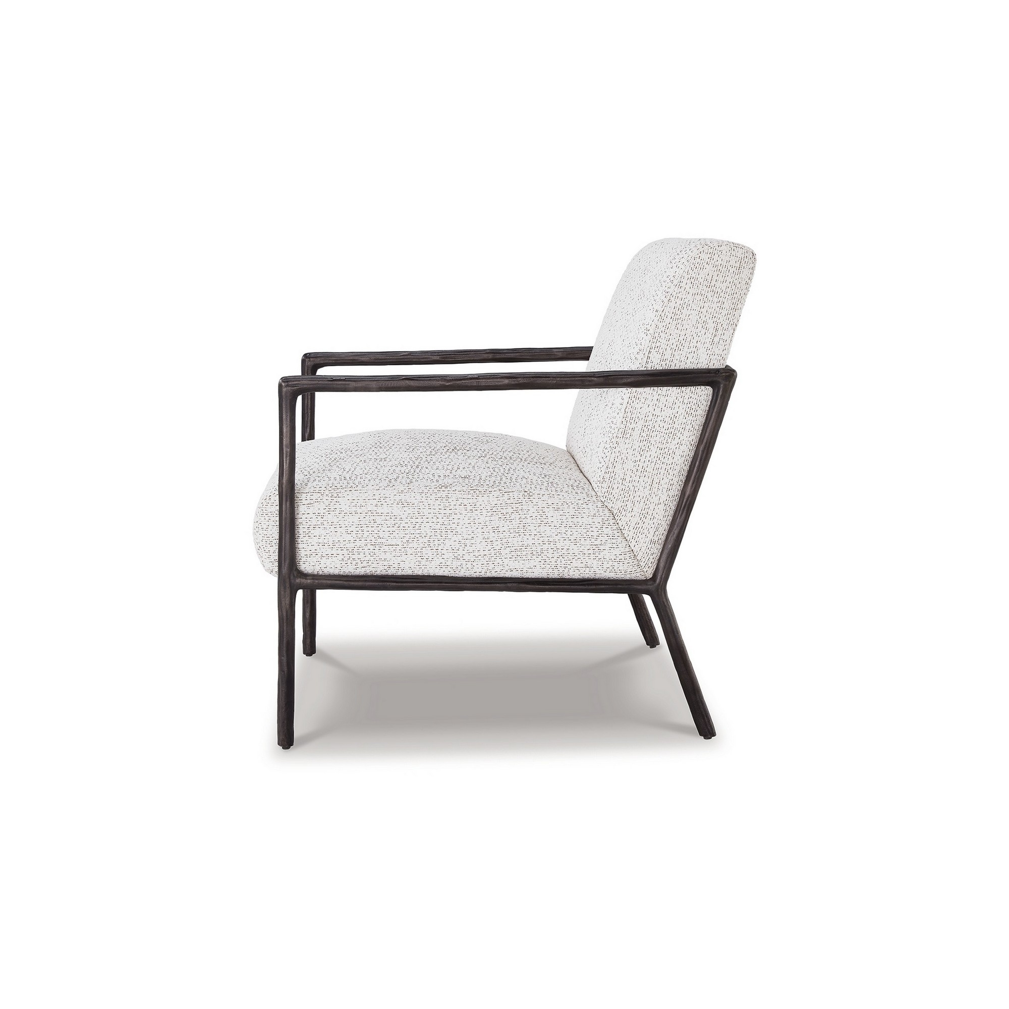 Tusk 29 Inch Accent Chair, Classic Black Aluminum Frame, White Upholstery- Saltoro Sherpi