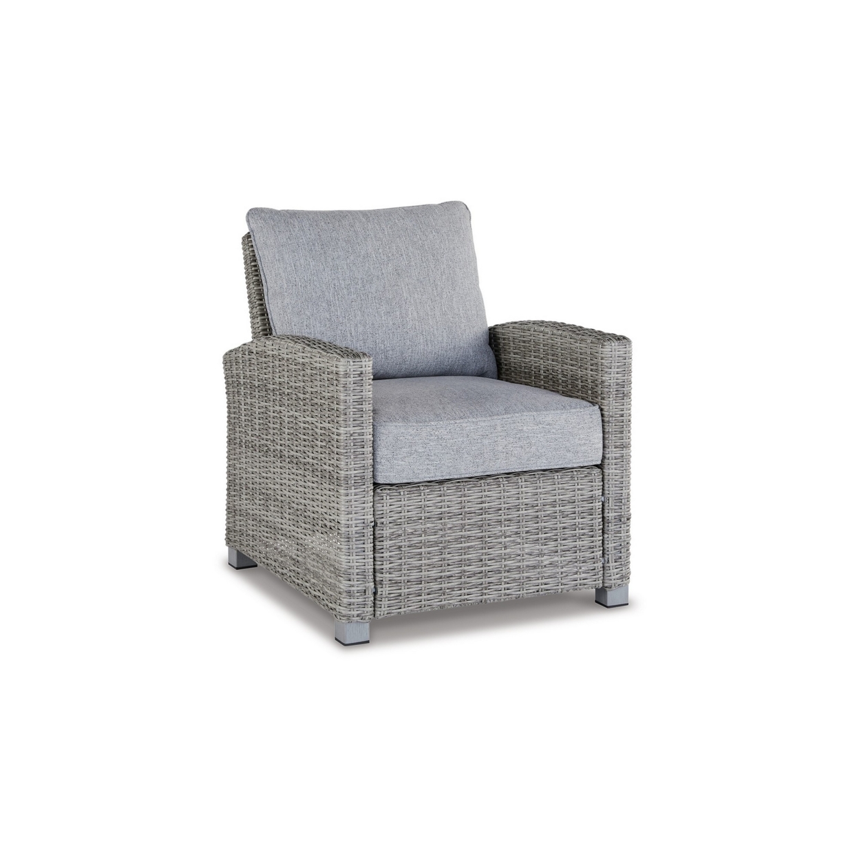 Dune 24 Inch Lounge Chair, Outdoor Gray Resin Wicker, Polyester Upholstery- Saltoro Sherpi