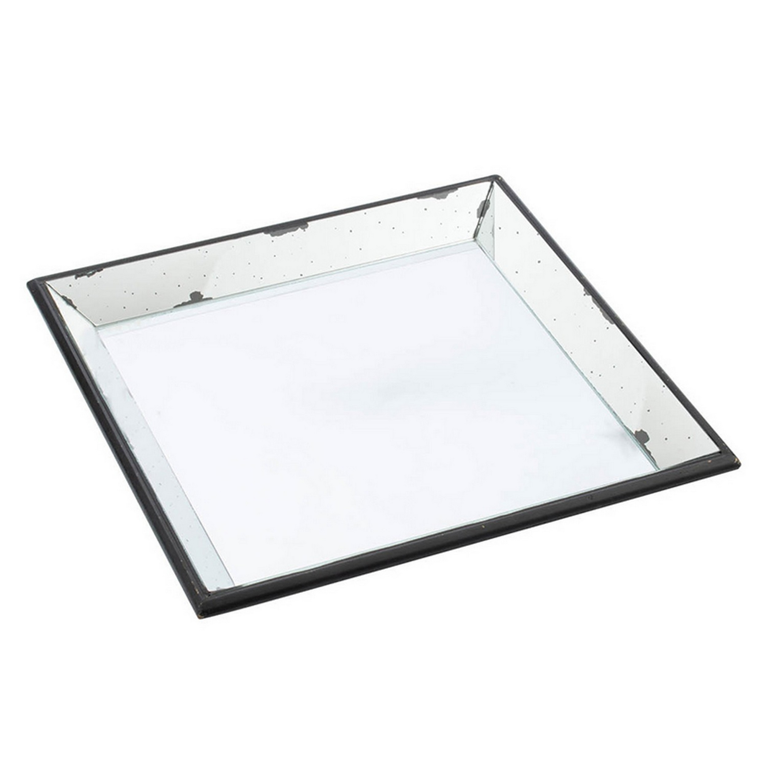Inez 20 Inch Decorative Glass Tray, Silver Mirrored, Wall Hanger, Medium- Saltoro Sherpi