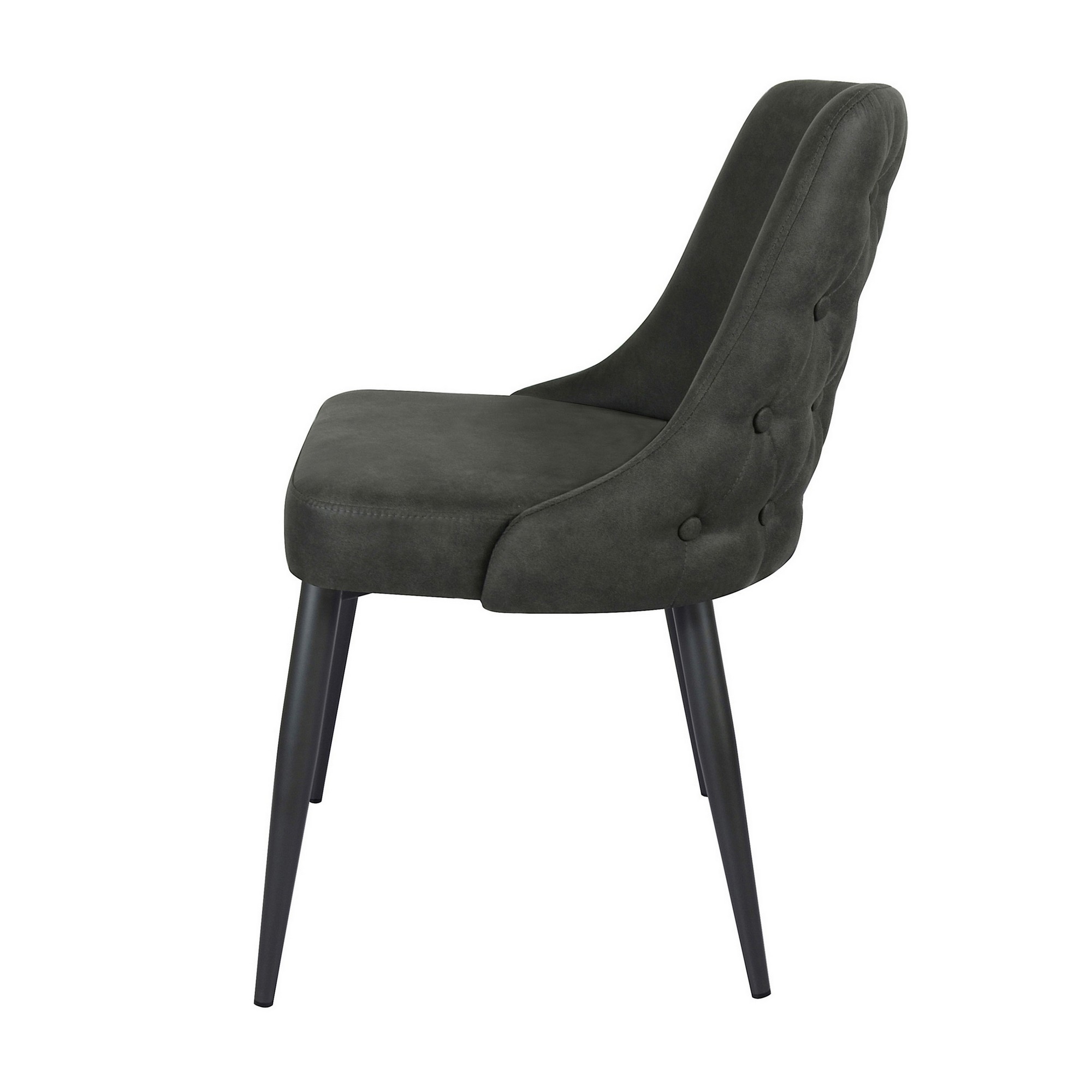 Glom 21 Inch Dining Chair, Set Of 2, Gray Upholstery, Tufted Backrest - Saltoro Sherpi