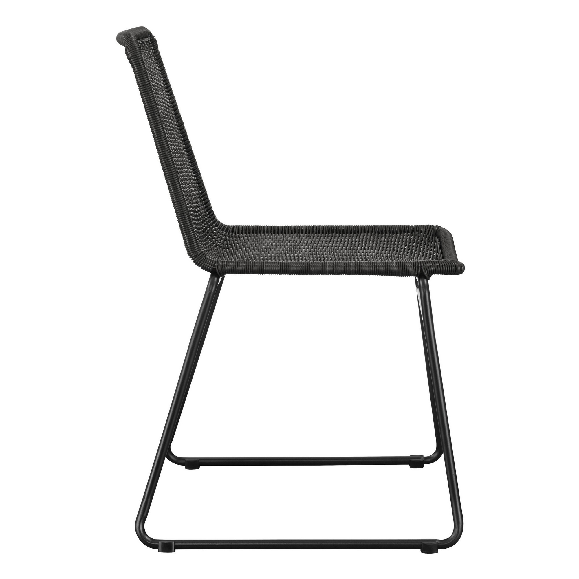 22 Inch Dining Chair, Set Of 2, Brown Rattan Woven Seat, Black Metal Frame- Saltoro Sherpi