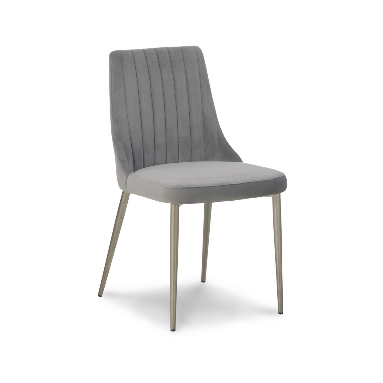 18 Inch Modern Dining Chair, Set Of 2, Gray Velvet Seat, Gold Metal Legs- Saltoro Sherpi