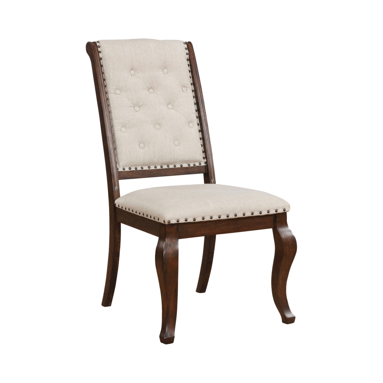 Doe 22 Inch Dining Chair, Set Of 2, Soft Cream Fabric, Deep Button Tufting- Saltoro Sherpi
