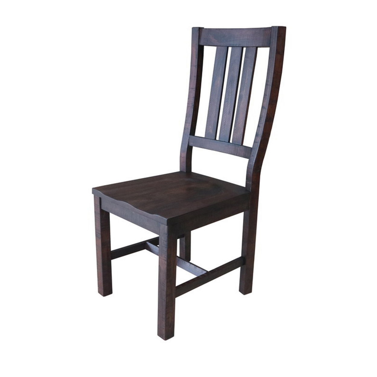 Ben 18 Inch Side Chair, Set Of 2, Slatted Back, Rustic Brown Mahogany Wood- Saltoro Sherpi