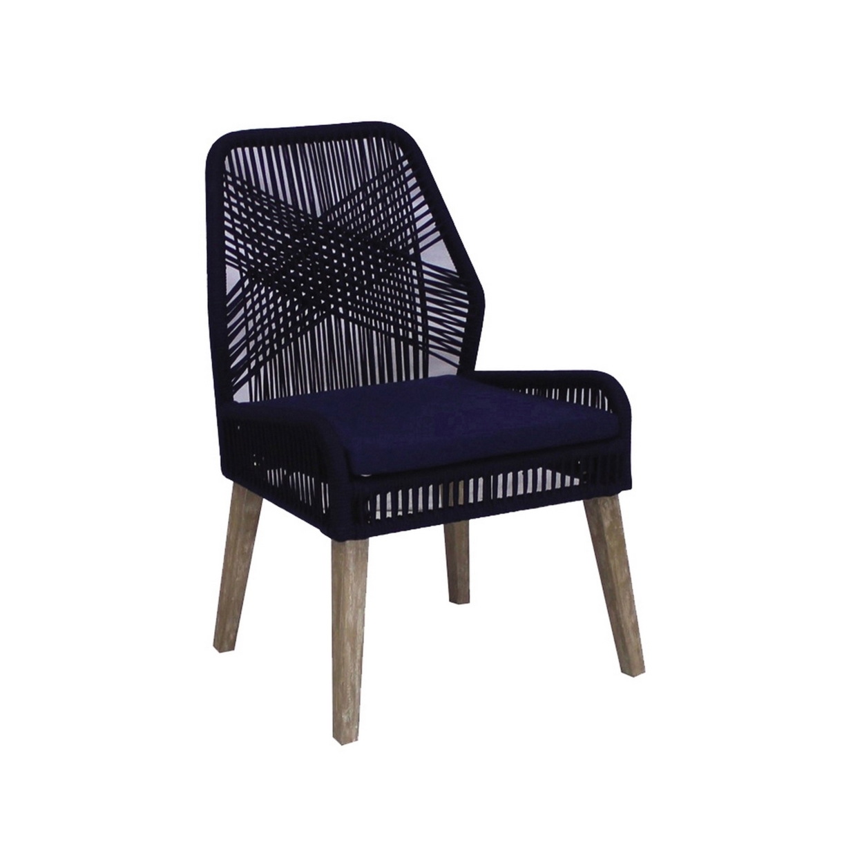 Pixi 23 Inch Side Chair, Set Of 2, Hand Loomed Black Woven Rope Backrest- Saltoro Sherpi