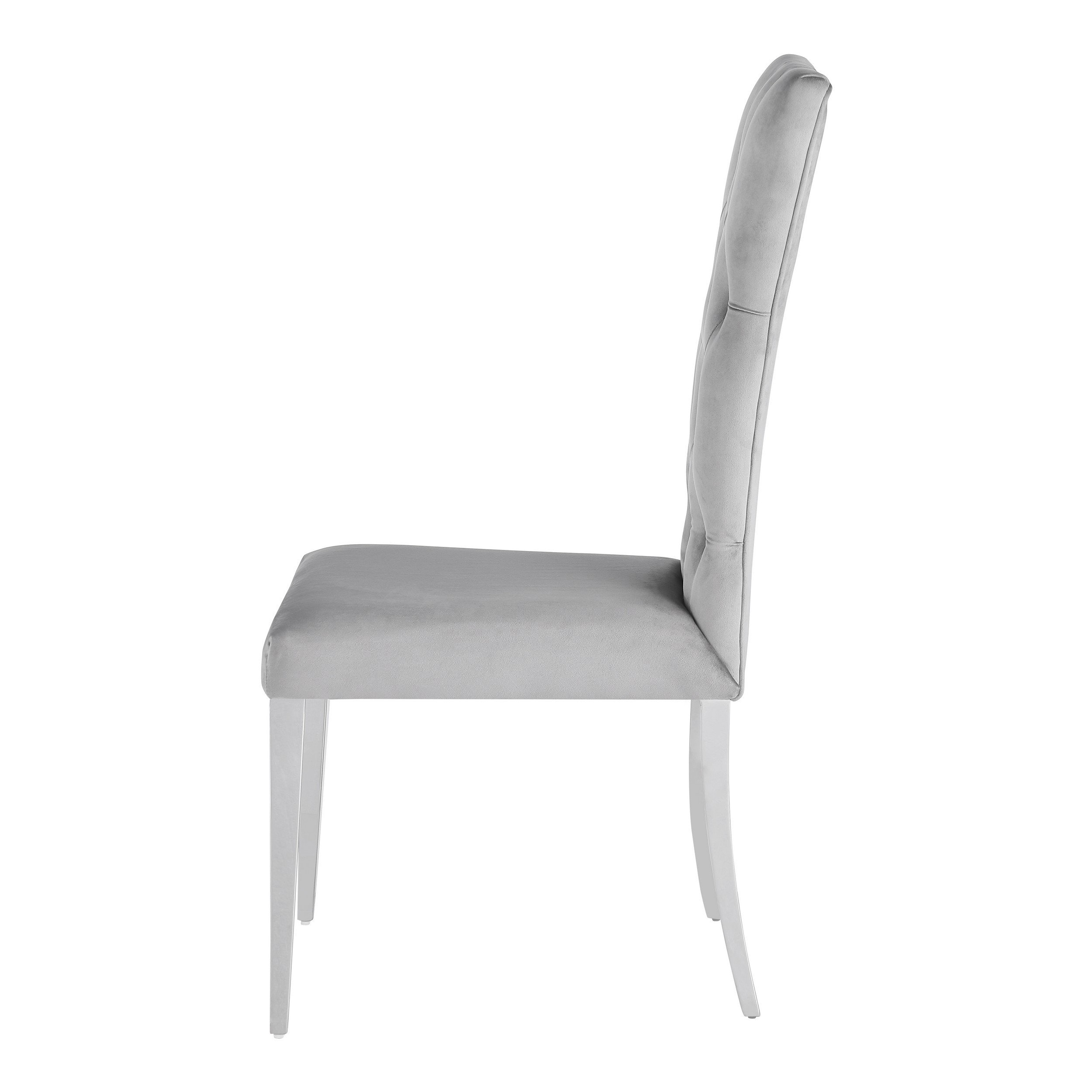 Kery 20 Inch Set Of 2 Side Chairs, Gray Velvet, Tall Flared Tufted Back- Saltoro Sherpi