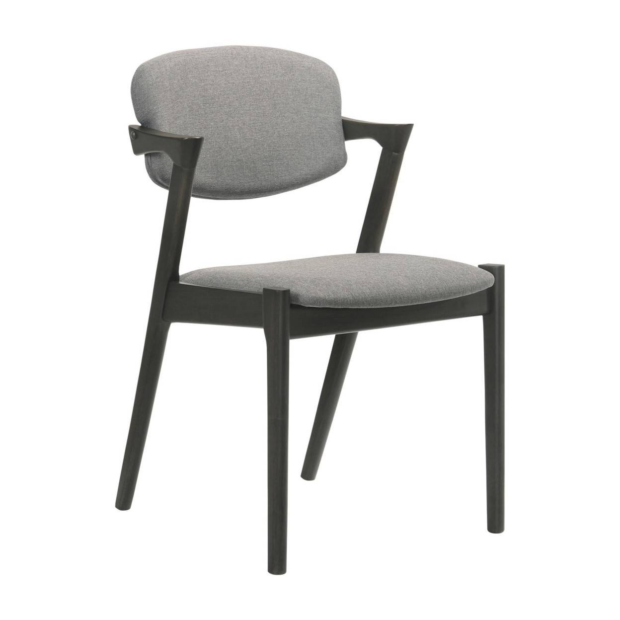 21 Inch Side Chair, Set Of 2, Gray Fabric Upholstery, Clean Angled Legs- Saltoro Sherpi
