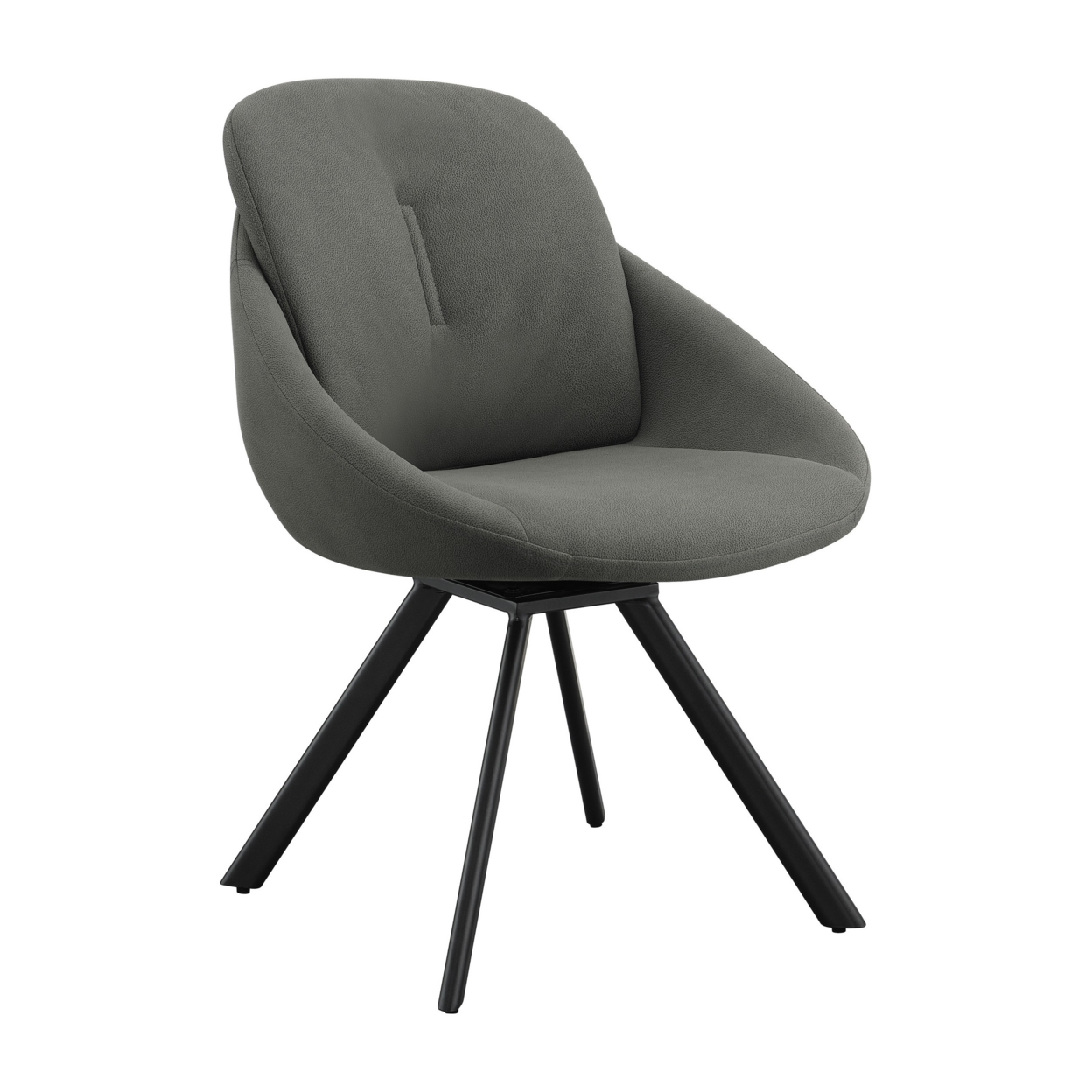 Kea 23 Inch Side Chair, Set Of 2, Swivel Seat, Dark Gray Fabric Upholstery- Saltoro Sherpi