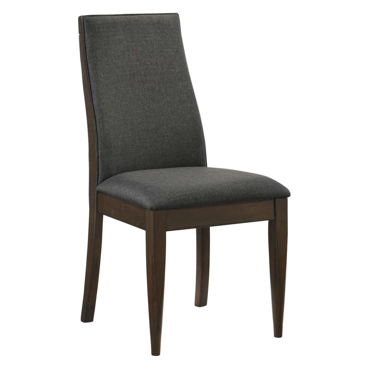 19 Inch Side Chairs, Set Of 2, Gray Fabric, Tall Sloped Back, Parson Style- Saltoro Sherpi