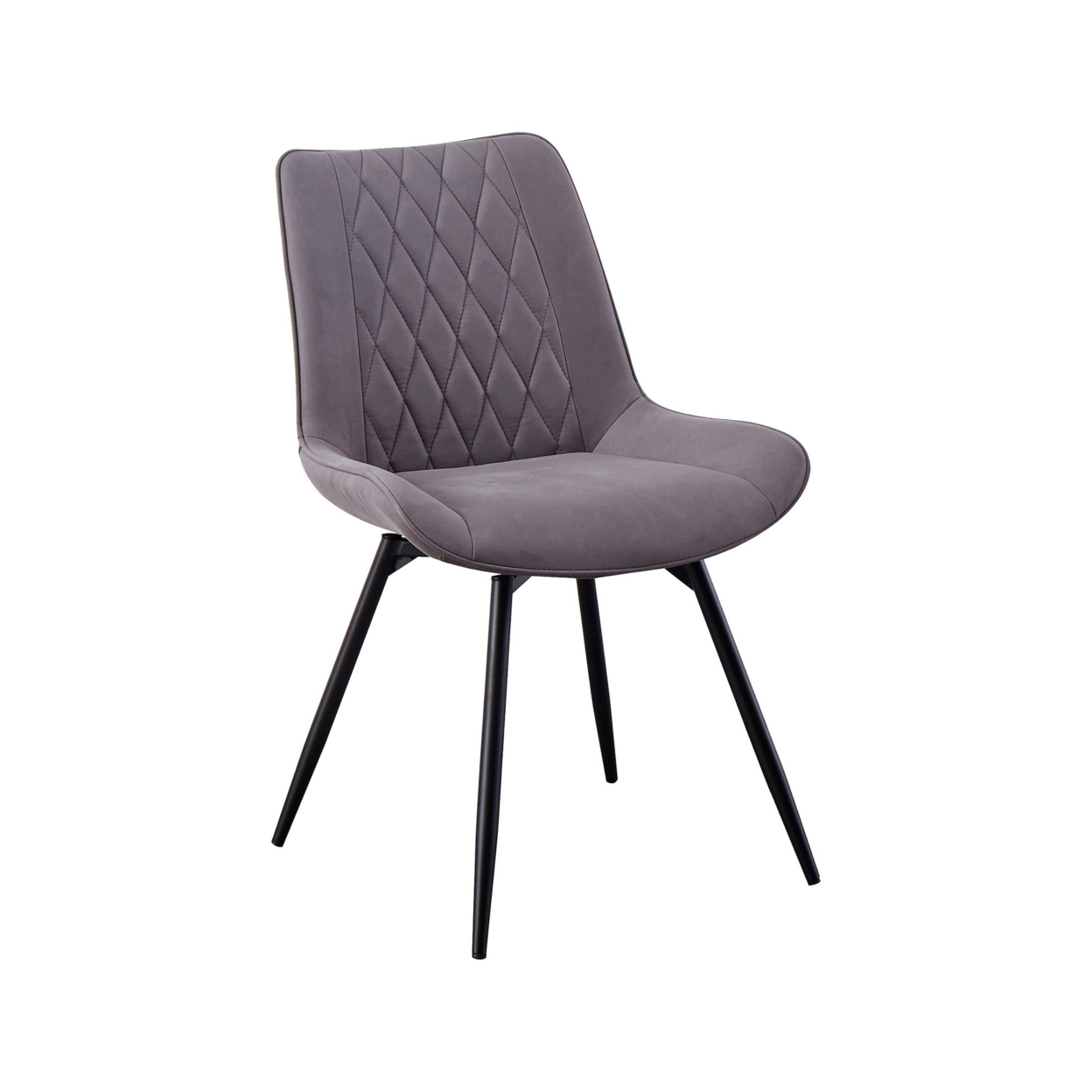 22 Inch Modern Side Chair, Set Of 2, Gray Vegan Faux Leather, Swivel Seat- Saltoro Sherpi