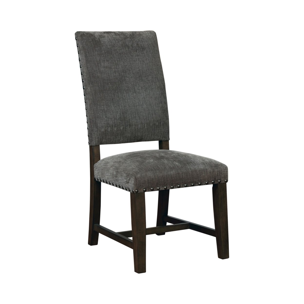 21 Inch Dining Chair, Set Of 2, Gray Vegan Faux Leather, Parson Style - Saltoro Sherpi
