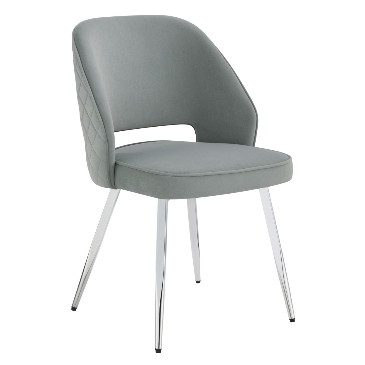 21 Inch Dining Chair, Set Of 2, Curved Back, Gray Velvet Fabric, Metal Legs- Saltoro Sherpi
